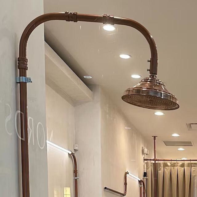 Copper Outdoor Shower - Natural Copper Rain Showerhead - Handcrafted Garden Fixture