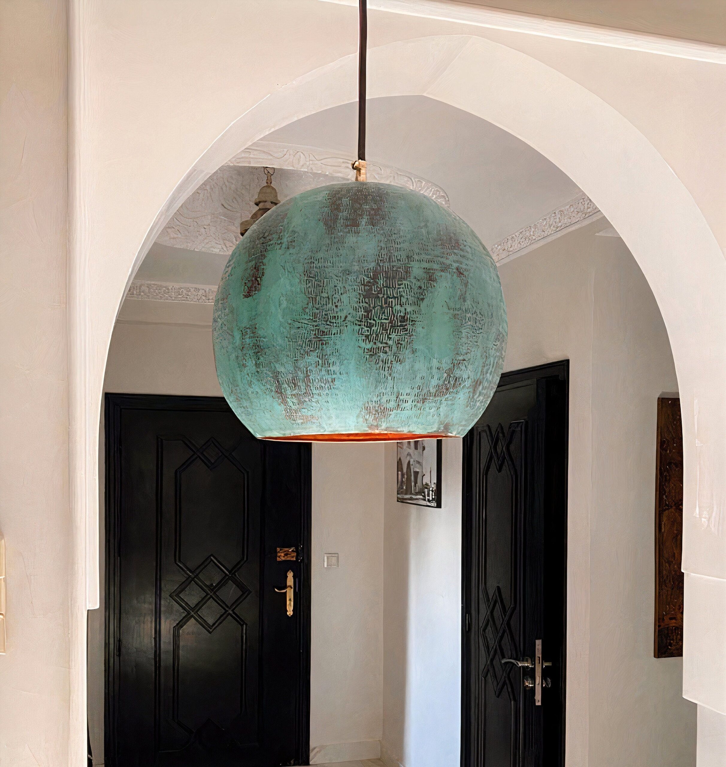 Hammered Copper Kitchen Island Lighting ,  Antique Pendant Light Fixture , Oxidized Copper Pendant Light
