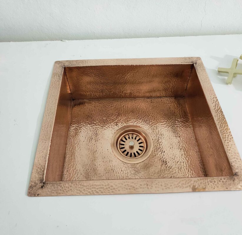 "Handcrafted Elegance: Undermount Hammered Solid Copper Kitchen Sink