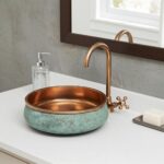 Handcrafted Green Patina Copper Vessel Sink : Round Hammered Bathroom Basin for Vanity - Etsy