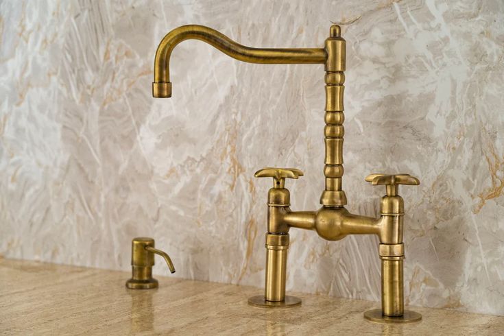 Handcrafted Solid Brass Kitchen Faucet with Sprayer