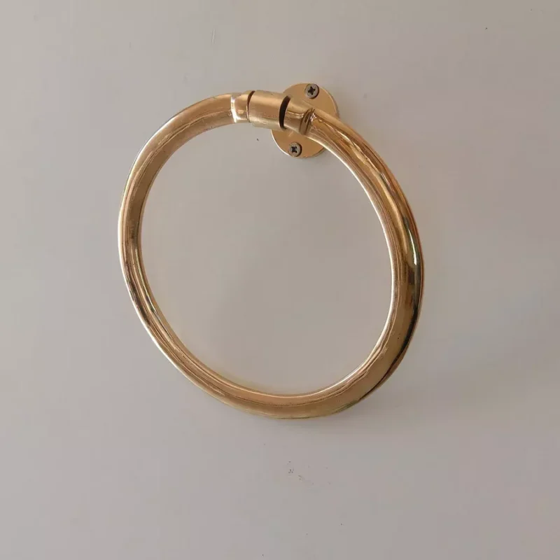Handcrafted Unlacquered Brass Wall Mount Towel Holder