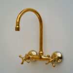 Handcrafted Unlacquered Brass Wall Mounted Faucet