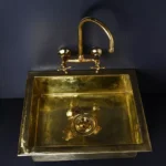 "Modern Elegance: Unlacquered Brass Undermount Bar Sink with Drain