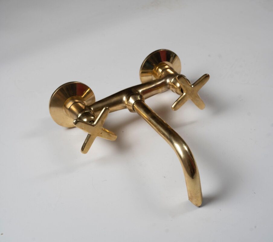 Modern Luxury: Unlacquered Brass Bathroom Tub Filler Faucet