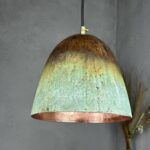 Oxidized Copper Pendant Light ,Rustic Dome Pendant Light Handmade Kitchen island Pendant Light .