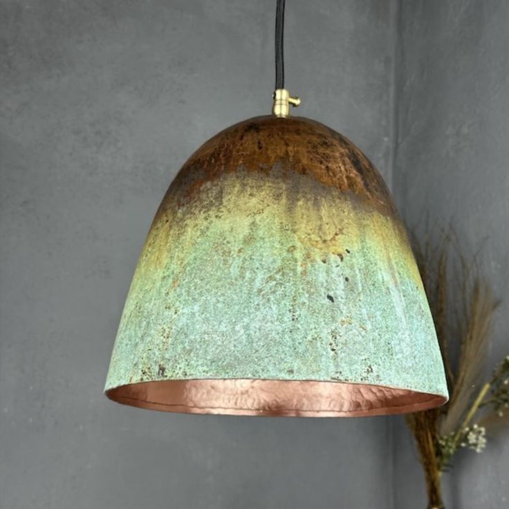 Oxidized Copper Pendant Light ,Rustic Dome Pendant Light Handmade Kitchen island Pendant Light .