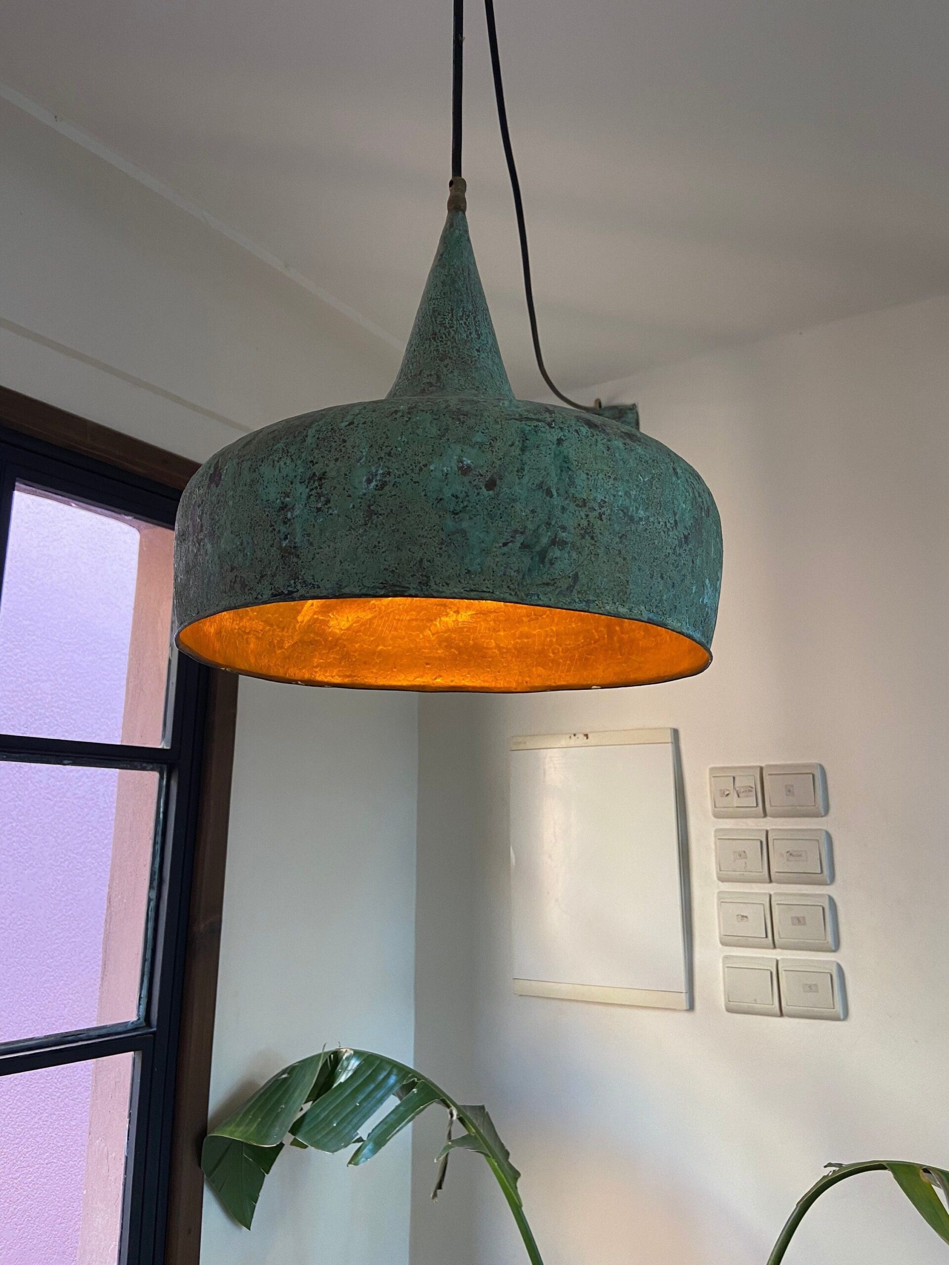 Oxidized Copper Pendant Light , Vintage Copper Pendant Light for Island kitchen and bedroom , Nature Light Fixture