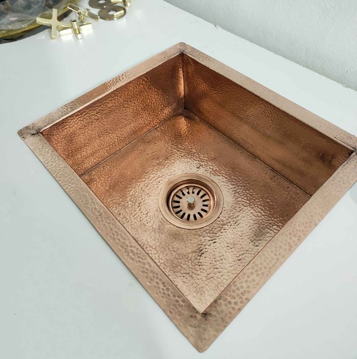 "Rustic Charm: Undermount Hammered Solid Copper Kitchen Sink