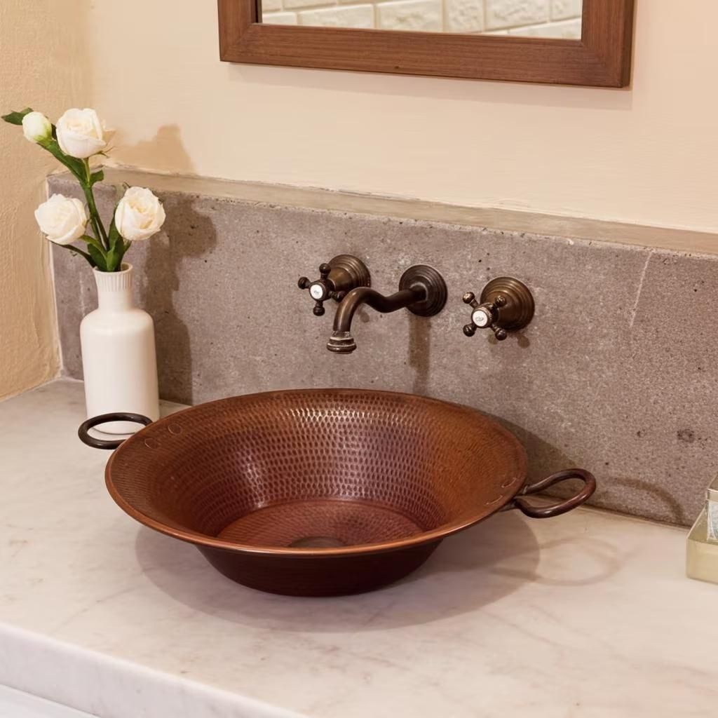 Rustic Farmhouse Copper Sink Bowl :handmade Hammered Bathroom Countertop Basin - Etsy