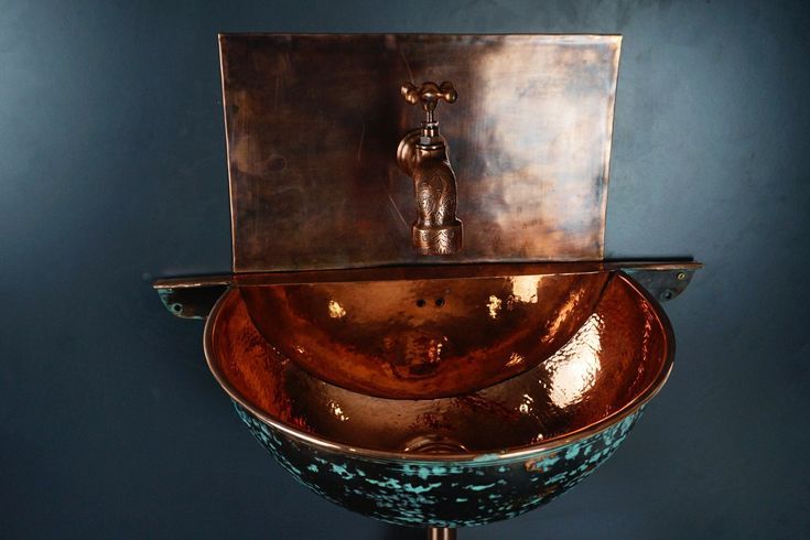 Rustic Oxidized Copper Wall Mount Vessel Bathroom Sink: A Touch of Industrial Elegance