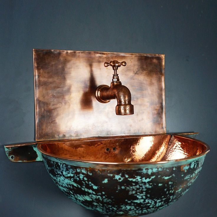 Sleek and Sophisticated: The Rustic Oxidized Copper Wall Mount Vessel Bathroom Sink