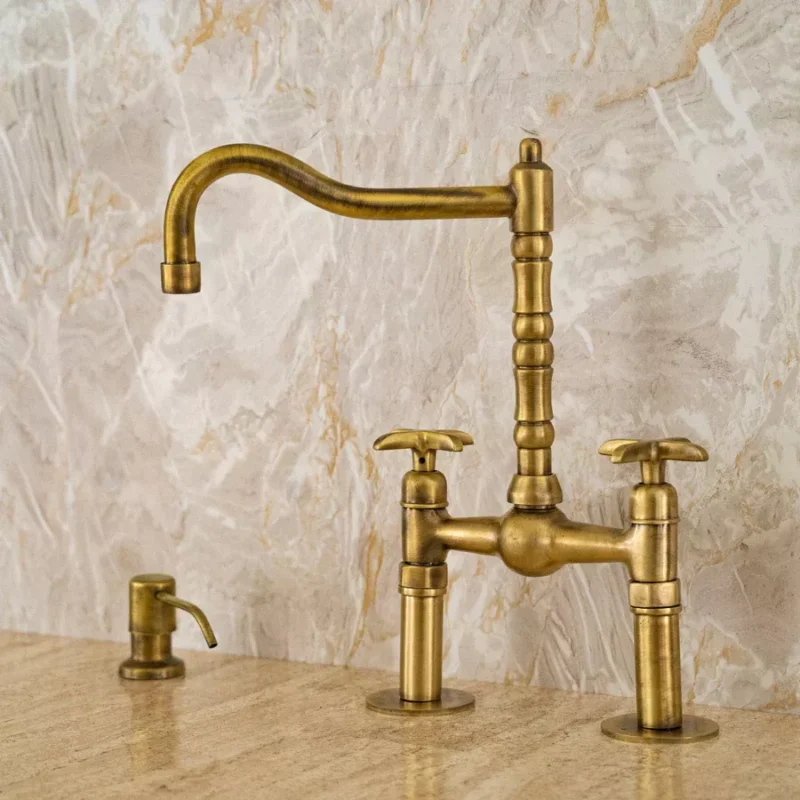 "Solid Brass Kitchen Faucet with Sprayer: Where Style Meets Utility