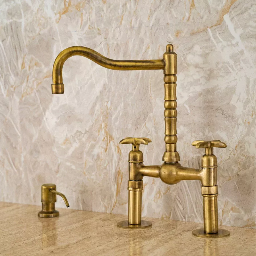 "Solid Brass Kitchen Faucet with Sprayer: Where Style Meets Utility