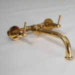 Solid Brass Wall Mount Faucet, Unlacquered Bathroom Faucet, Vintage Bathroom Faucet