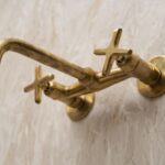 Unlacquered Brass Bathroom Tub Wall Mounted Faucet