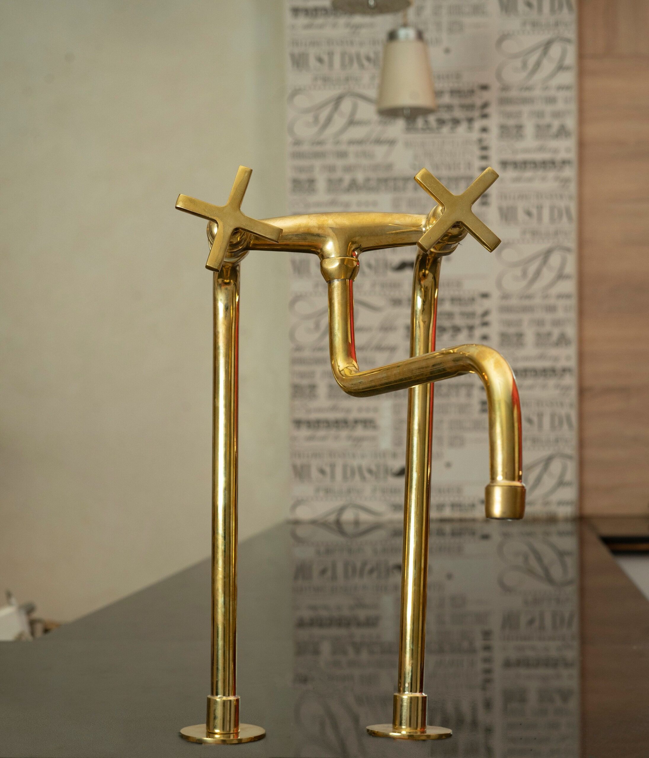 Unlacquered Brass Handmade Kitchen Faucet With Simple Cross - Etsy