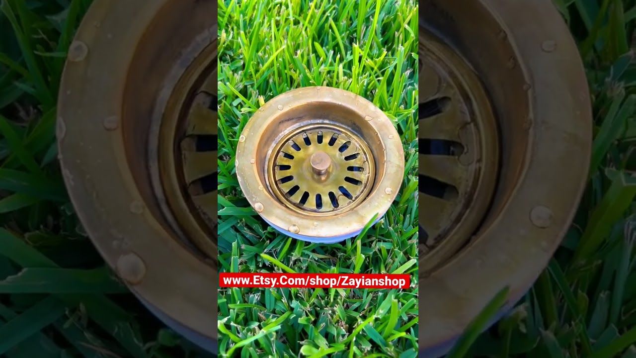 Unlacquered Brass Kitchen Sink Strainer and Stopper , Best Brass Kitchen Sink Flange and Strainer