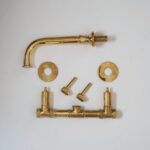 Unlacquered Brass Tub Filler Faucet, Wall Mount Handcrafted Brass Faucet