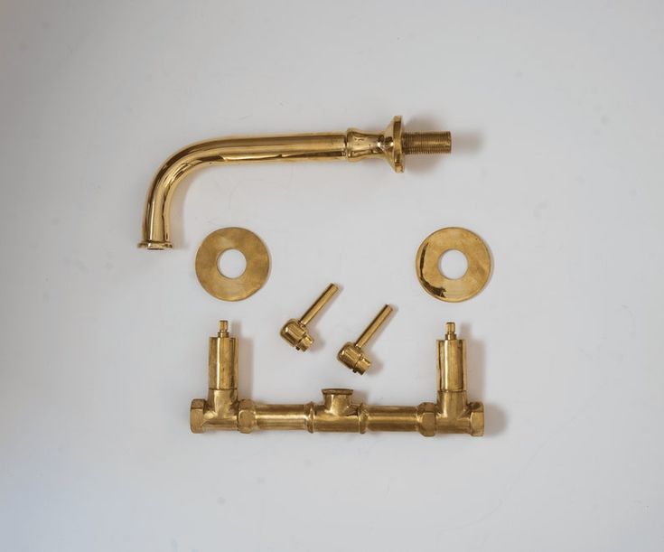 Unlacquered Brass Tub Filler Faucet, Wall Mount Handcrafted Brass Faucet