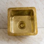 Unlacquered Brass Undermount Bar Sink with Drain