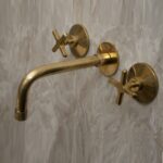 Unlacquered Brass Wall Mounted 3 Hole Bathroom Tub Filler Faucet