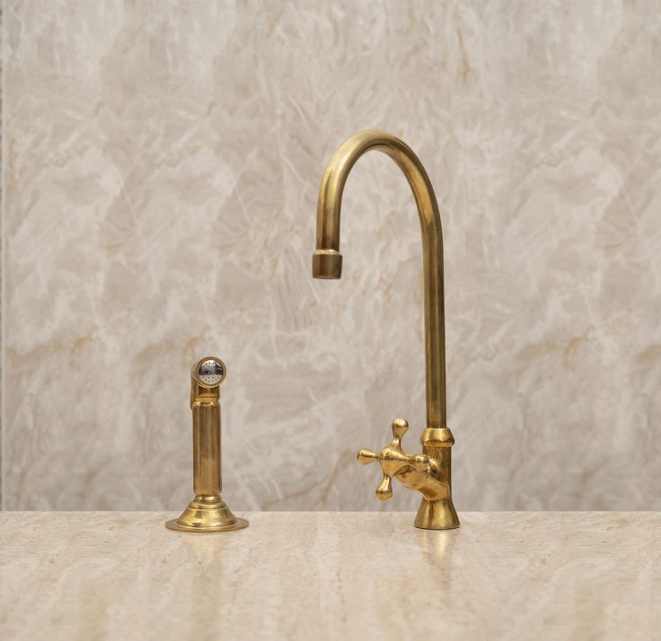 Unlacquered brass Faucet - Brass Kitchen Gooseneck Faucet - Brass Single hole Bathroom Faucet etsy