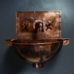Wall Mount Round Copper Bathroom Sink with Wall Mounted Copper Faucet