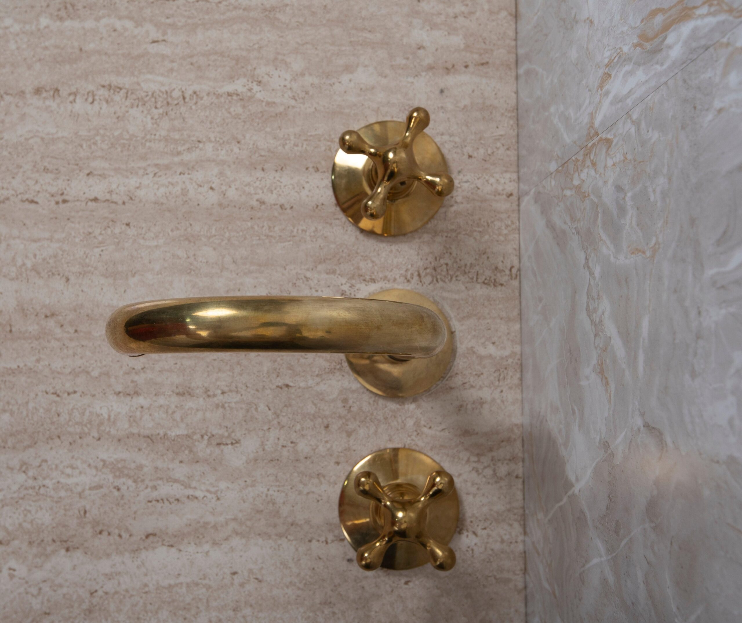 Widespread Unlacquered Brass Bathroom Faucet: A Touch of Industrial Elegance