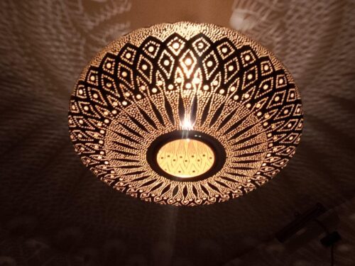 Handmade Moroccan Brass Pendant Light: Boho Chandelier Lighting