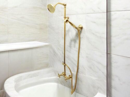 Unlacquered Brass Shower System: Rainfall & Handheld Heads - Solid Brass Fixture