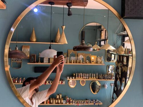 Round Brass Wall Mirror – Handmade Unlacquered Brass Farmhouse Bathroom & Vanity Mirror