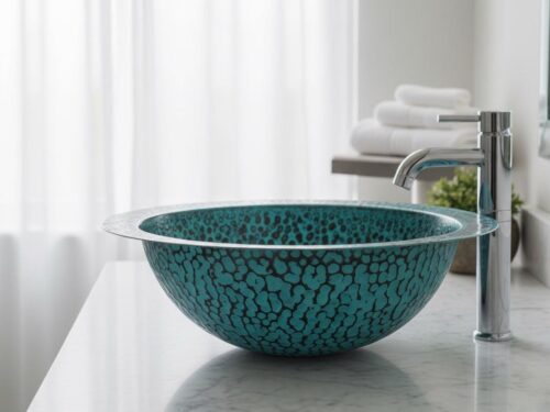 Handmade Blue Patina Copper Sink: Rustic Farmhouse Vessel Basin