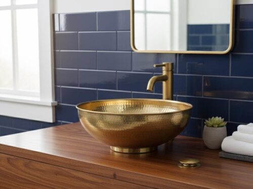 Handmade Hammered Brass Bathroom Sink: Rustic Farmhouse Vessel Basin