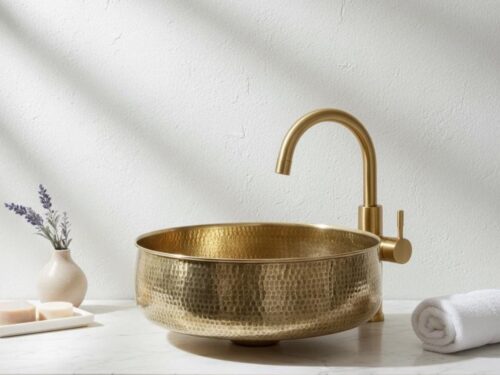 Rustic Handmade Aged Brass Vessel Sink - Unique Farmhouse Bathroom Bowl
