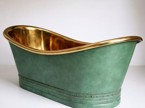 Handmade Oxidized Copper Bathtub 78"|Rustic Green Patina Freestanding Soaking Tub | Luxury Artisan Copper Bath for Spa Bathroom ,Free  Duty